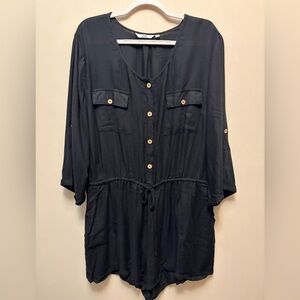 LA VIE EN ROSE Black Viscose 3/4 Sleeve Romper